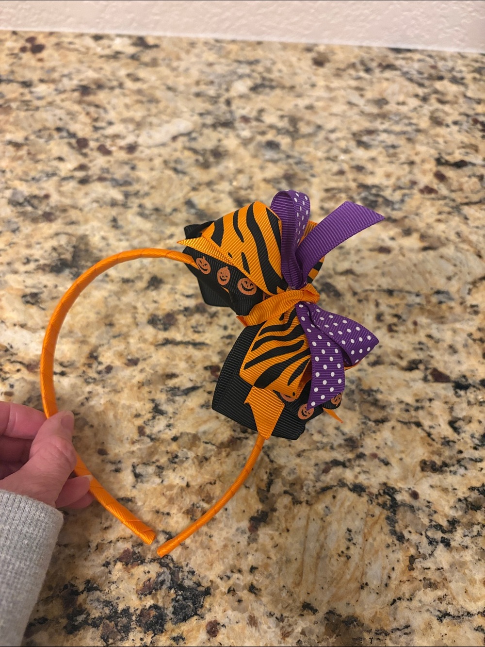 Kids Orange & Purple Halloween Ribbon Headband
